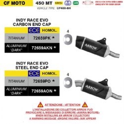 Silencioso escape Arrow 72659PO Indy Race EVO CF Moto 450 MT 2025 titanio fondo acero