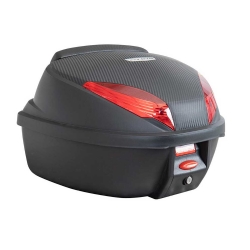 Baúl S-Line KS35N2 35 Litros Negro Look Carbono con parilla, anclajes y respaldo