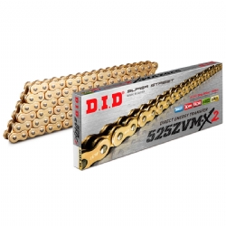 Cadena DID 525ZVM-X2 G&G 98 eslabones oro para moto
