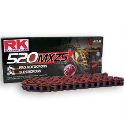 RK 520MXZ5 con 120 Eslabones Enganche Clip Rápido en Color Rojo | Cadena moto RK