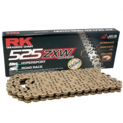 Cadena RK 525ZXW con 128 Eslabones con Enganche para Remachar en Color Oro