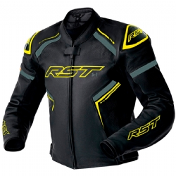 Chaqueta piel RST S1 D3O Negro / Gris / Amarillo Fluor