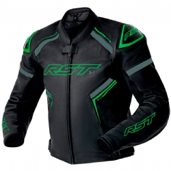 Chaqueta piel RST S1 D3O Negro / Gris / Flo Verde