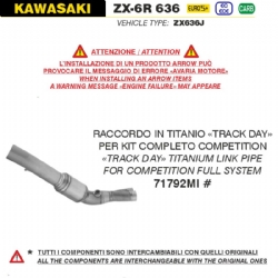 Conector central escape Arrow 71792MI Track Day Kawasaki ZX-6R 636 2024-2025