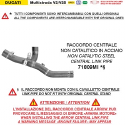 Conector central escape Arrow 71809MI non catalitico de acero Ducati Multistrada V2 / V2S 2025