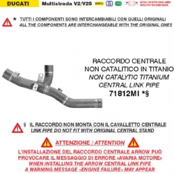 Conector central escape Arrow 71812MI non catalitico de titanio Ducati Multistrada V2 / V2S 2025