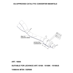 Conector escape catalizado Leovince 16004 Yamaha MT-09 / XSR 900