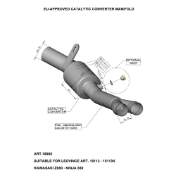 Conector escape catalizado Leovince 16005 Kawasaki Z 650 / Ninja 650