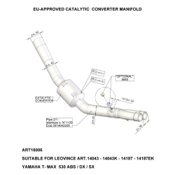 Conector escape catalizado Leovince 16006 Yamaha T-Max 530 ABS / DX / SX