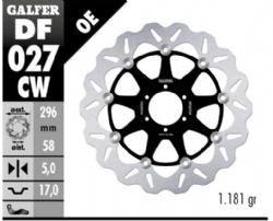 Disco de freno Galfer DF027CW Wave Flotante Completo Nucleo Aluminio 296mm
