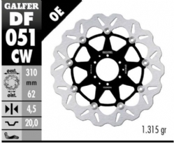 Disco de freno Galfer DF051CW Wave Flotante Completo Nucleo Aluminio 310mm
