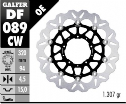 Disco de freno Galfer DF089CW Wave Flotante Completo Nucleo Aluminio 320mm