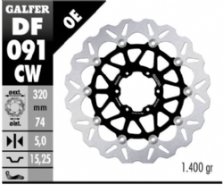 Disco de freno Galfer DF091CW Wave Flotante Completo Nucleo Aluminio 320mm