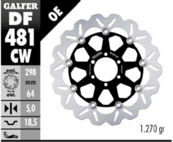 Disco de freno Galfer DF481CW Wave Flotante Completo Nucleo Aluminio 300mm