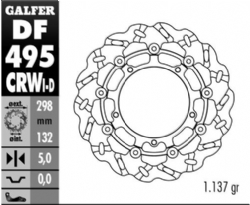 Disco de freno Galfer DF495CRWI Wave Flotante Ranurado Izquierdo