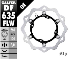 Disco de freno Galfer DF635FLW Wave Flotante Nucleo Acero 260x3mm