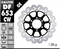 Disco de freno Galfer DF653CW Wave Flotante Completo Nucleo Aluminio 320mm
