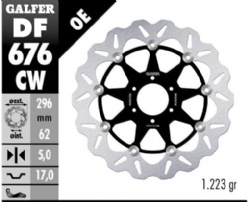 Disco de freno Galfer DF676CW Wave Flotante Completo Nucleo Aluminio 296mm
