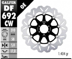 Disco de freno Galfer DF692CW Wave Flotante Completo Nucleo Aluminio 310mm