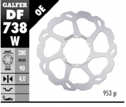 Disco de freno Galfer DF738W Wave Fijo 280x4mm