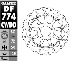 Disco de freno Galfer DF774CWDD Wave Flotante Completo Derecho DETECT