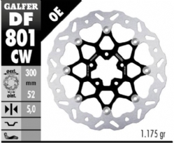 Disco de freno Galfer DF801CW Wave Flotante 300x5mm Nucleo Aluminio