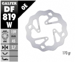 Disco de freno Galfer DF819W Wave Fijo 159.5x2.7mm