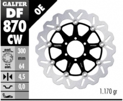 Disco de freno Galfer DF870CW Wave Flotante Completo Nucleo Aluminio 300mm
