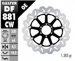 Disco de freno Galfer DF881CW Wave Flotante Completo Nucleo Aluminio 320mm