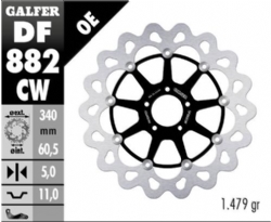 Disco de freno Galfer DF882CW Wave Flotante Completo Nucleo Aluminio 340mm