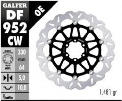 Disco de freno Galfer DF952CW Wave Flotante Completo Nucleo Aluminio 330x