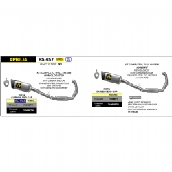 Escape completo Arrow 71068PTN Aprilia RS 457 2024 racing silencioso Pista de titanio Dark