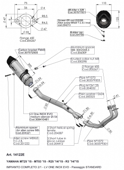Escape completo LeoVince 14122EU Lv One Evo Yamaha MT-25 2015-2018