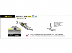 Silencioso escape Arrow 72638PO Indy Race Ducati Desert X 950 2022