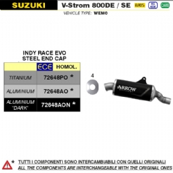 Silencioso escape Arrow 72648AON Indy Race EVO Aluminio Suzuki V-STROM 800DE / SE 2023/2024