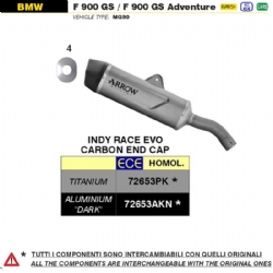 Silencioso escape Arrow 72653AKN Indy Race EVO Aluminio Dark BMW F 900 GS / GS Adventure 2024