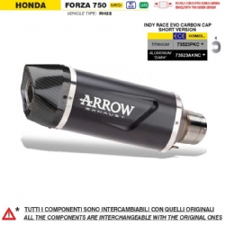 Silencioso escape Arrow 73523AKNC Indy Race EVO Honda FORZA 750 2025 RH22 aluminio Dark fondo carbono version corta