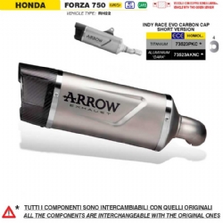 Silencioso escape Arrow 73523PKC Indy Race EVO Honda FORZA 750 2025 RH22 titanio fondo carbono version corta