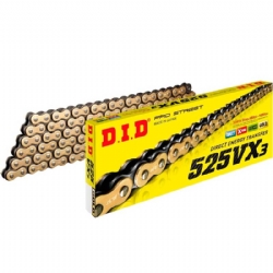 Cadena DID 525VX3 G&B 120 eslabones oro/negro para moto