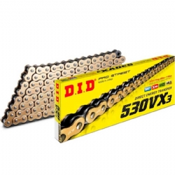 Cadena DID 530VX3 G&B 112 eslabones oro/negro para moto