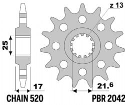 Piñon PBR acero estándar 2042 14 18NC