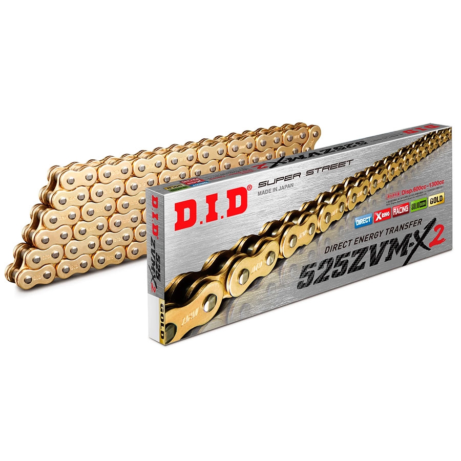 Cadena DID 525ZVM-X2 98 Eslabones ZB Oro / Oro