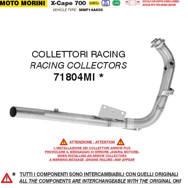 Colectores racing Arrow 71804MI Moto Morini X-CAPE 700 2025 MMP14A650