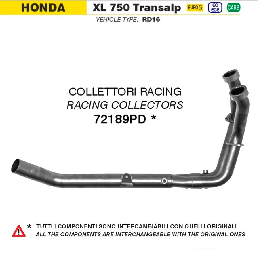 Colectores racing permutable con el original Arrow 72189PD Honda XL 750 TRANSALP 2023-2024 RD16