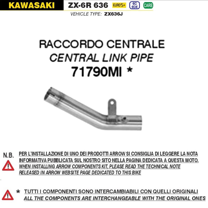 Conector central escape Arrow 71790MI Kawasaki ZX-6R 636 2024-2025