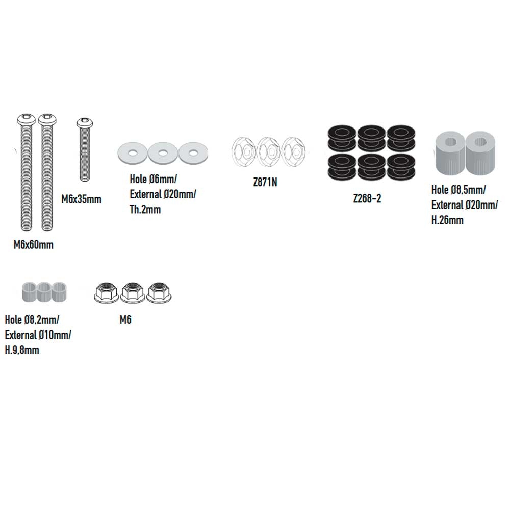 Kit anclajes cúpula Givi D7606KIT Zontes 368D 2025