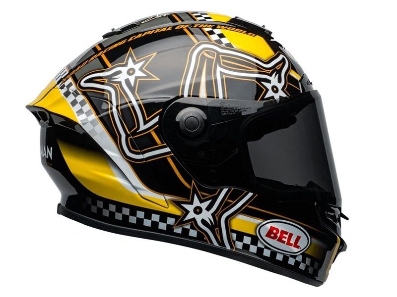 casco moto negro y amarillo