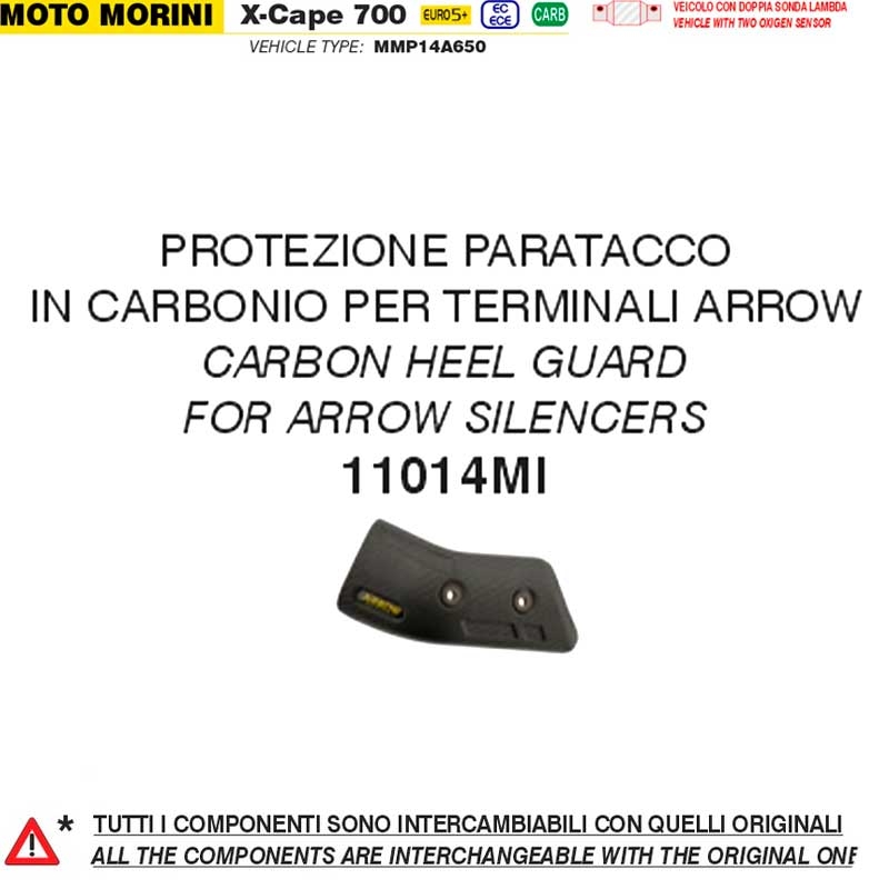 Protector de calor en fibra de carbono Arrow 11014MI Moto Morini X-CAPE 700 2025 MMP14A650