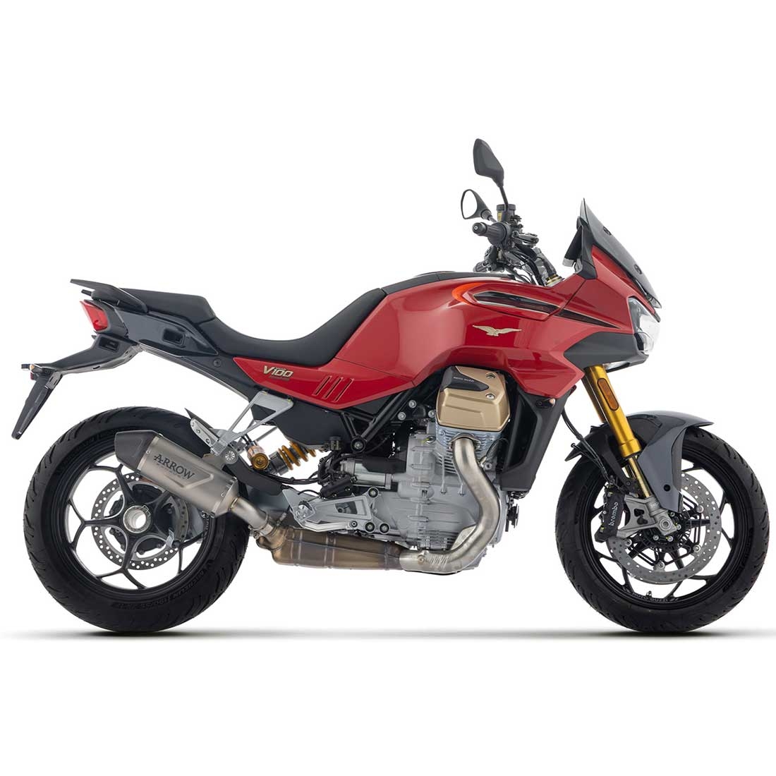 Silencioso escape Arrow 77506PK Indy Race EVO en titanio fondo en carbono Moto Guzzi V100 Mandello 2025