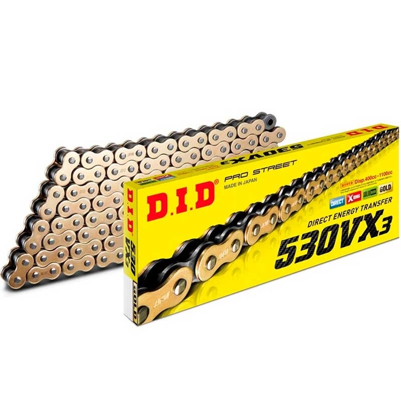 Did 530VX3 ZB 110 eslabones oro | Cadena DID para moto